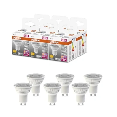 Abbildung von OSRAM LED SPOT PAR16 55 mit drei Lichtfarben, GU10, 4,2W, 400lm, 2700K 6500K, Warm , Kalt und Tageslichtweiß, Farbtemperaturwechsel, sehr geringer Energieverbrauch, lange Lebensdauer,6 Pack