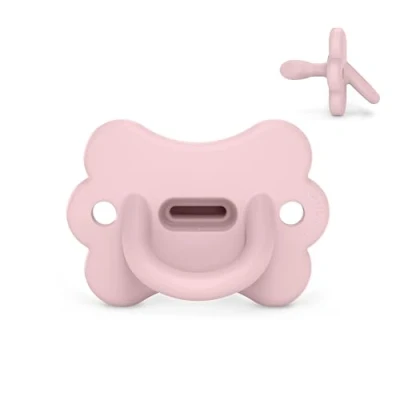 Abbildung von Suavinex, Silikon Schnuller, für Babys 0/6 Monate &amp; Neugeborene, mit physiologischem SX Pro Sauger, weich flexibel, ideal zum Schlafen, respektiert die Mundentwicklung, Butterfly, Rosewater