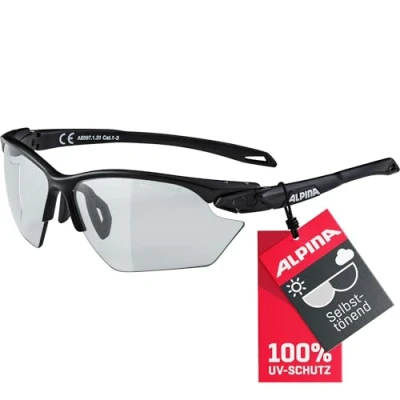 Abbildung von ALPINA TWIST FIVE S HR V Selbsttönende, Bruchfeste &amp; Beschlagfreie Sport Fahrradbrille Mit 100% UV Schutz Für Erwachsene, black matt, One Size