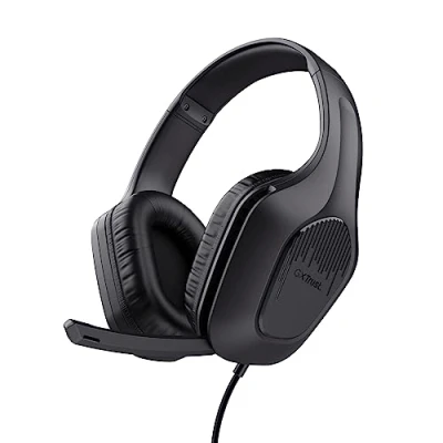 Abbildung von Trust Gaming GXT 415 Zirox Leichtes Headset mit 50 mm Treiber für PC, Xbox, PS4, PS5, Switch, Mobile, 2 m Kabel, 3,5 Audioanschluss, Over Ear Kopfhörer Kabel Schwarz