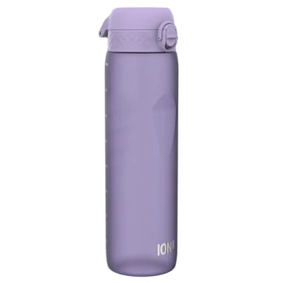 Abbildung von Ion8 1 Liter Trinkflasche, 1000ml, Auslaufsicher, Einhandöffnung, Sichere Verriegelung, Spülmaschinenfest, BPA frei, Tragegriff, Leicht zu Reinigen, Ideal für Sport und Fitnessstudio, Helles Lila