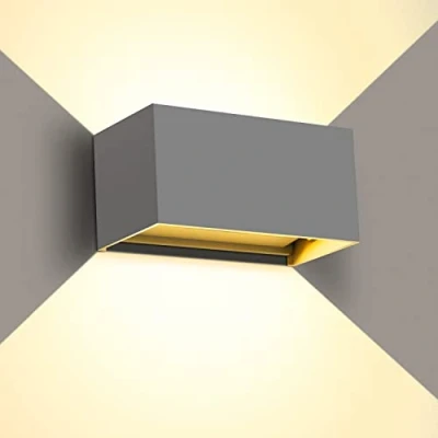 Abbildung von Kingwen LED Aussenleuchten 20W Wandleuchte Innen/Aussen 3000K Warmweiss Aussenlampen Rechteckig Verstellbar Abstrahlwinkel Up Down Wandlampen IP65 Wasserdichte. (Grau)