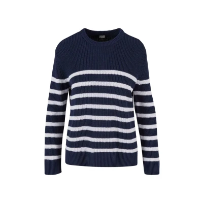 Abbildung von Urban Classics Striped Strickpullover, Damen, Größe: 3XL, Navy white