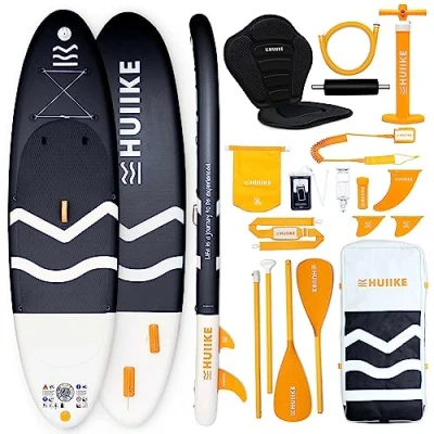 Abbildung von HUIIKE Stand Up Paddling Board mit Zubehör, Paddel, Finnen, Pumpe. Paddle Sup Aufblasbar Hohe Stabilität und Widerstandsfähigkeit. 305 x 84 15 cm, Belastbar bis 130 kg