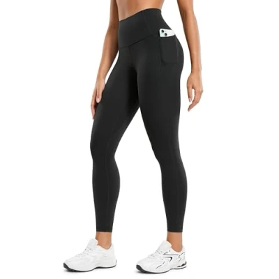 Abbildung von CRZ Yoga Butterluxe Damen High Waist Sport Leggings Blickdicht Soft Hosen Gym Workout Leggins mit Tasche 64cm Schwarz 40