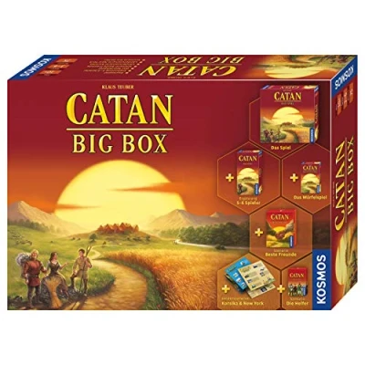 Abbildung von KOSMOS 693152 Catan Big Box, Exklusiv bei Amazon, Starterset mit Das Spiel, inklusive Erweiterung, Würfelspiel und 4 Szenarien, für 3 bis 6 Personen ab 10 Jahre, Siedler von