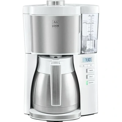 Abbildung von Melitta Look Therm Timer Filterkaffeemaschine mit Thermokanne Funktion Tropfstopp Weiß (1025 17)