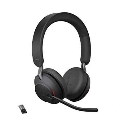 Abbildung von Jabra Evolve2 65 Wireless PC Headset Noise Cancelling UC Certified Stereo Headphones with Long Lasting Battery USB A Bluetooth Adapter Black