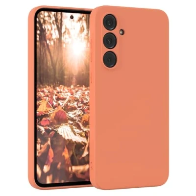 Abbildung von EAZY Case Silikonhülle für Samsung Galaxy A55 Hülle Silikon Orange weich stoßfeste Handyhülle Schutzhülle mit Kameraschutz Dünn Premium Schutz Cover TPU Phone Bumper in