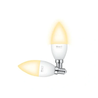 Abbildung von Trust WiFi E14 Smart Lampe, Dimmbar LED Birne, Leuchtmittel für Alexa und Google Home, Kein Hub Erforderlich, 2.4GHz Glühbirne RGB, WI Fi Weiß 2er Pack