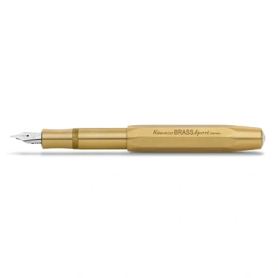 Abbildung von Kaweco BRASS Sport Füllhalter I Premium Messing Füllfederhalter für Tintenpatronen mit hochwertiger Stahlfeder Luxus Füller 13 cm Federbreite: F (Fein)