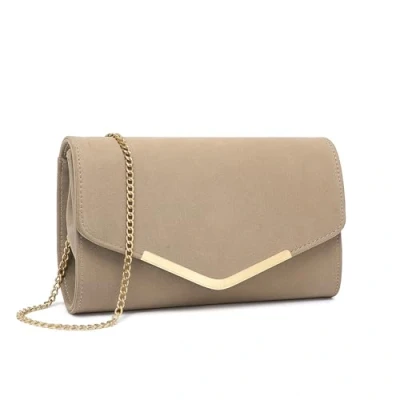 Abbildung von Miss Lulu Damen Umschlag Clutch Elegant Abendtasche Brauttasche Tasche Handtasche mit Kette für Hochzeit Party Prom (Beige)