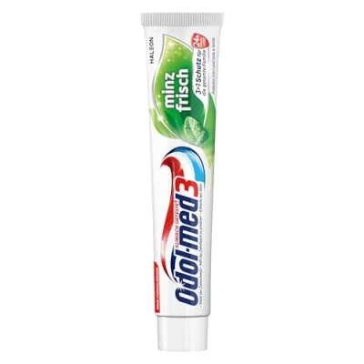 Abbildung von Odol med3 Minzfrisch Zahnpasta, Zahncreme mit Minzgeschmack und 3in1 Schutz für starke Zähne, gesundes Zahnfleisch** frischen Atem, 75ml