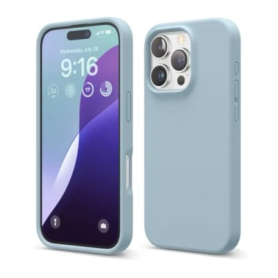 Abbildung von elago Premium Liquid Silikon Hülle Kompatibel mit iPhone 16 Pro Hülle, Ganzkörper Handyhülle, Stoßfest, Schlanke Kratzfester weicher Mikrofaser Innenfutter, 6.3 Zoll (Himmelblau)