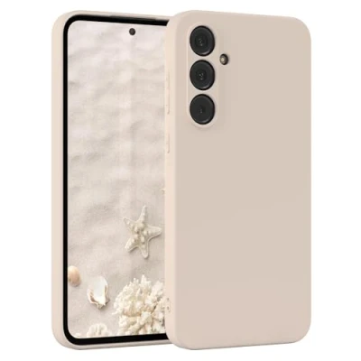 Abbildung von EAZY Case Silikonhülle für Samsung Galaxy A55 Hülle Silikon Beige weich stoßfeste Handyhülle Schutzhülle mit Kameraschutz Dünn Premium Schutz Cover TPU Phone Bumper in Taupe