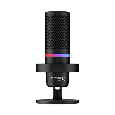 Abbildung von HyperX DuoCast USB Kondensatormikrofon RGB Beleuchtung, Integrierter Pop Filter, Flache Mikrofonspinne, Verstärkungssteuerung, PC/PS5/PS4/Mac kompatibel, Schwarz