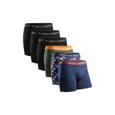 Abbildung von Danish Endurance Classic 6 PACK Panties, Herren, Größe: 3XL, Multicolor black green orange navy blue retro