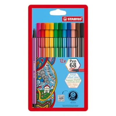 Abbildung von Premium Filzstift STABILO Pen 68 12er Pack mit 12 verschiedenen Farben