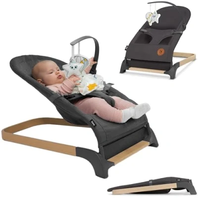 Abbildung von LIONELO June Babywippe, ab den ersten Lebenstagen bis zu 9kg, atmungsaktives Material, optimale Luftzirkulation, leicht, stabil, rutschfest, Sicherheitsgurte, zusammenklappbare Babywippe