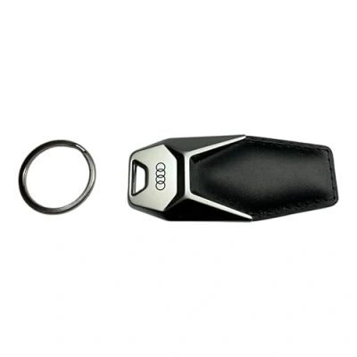 Abbildung von Audi 3181900600 Schlüsselanhänger Ringe Logo Metall Leder Anhänger Keyring, schwarz/silber