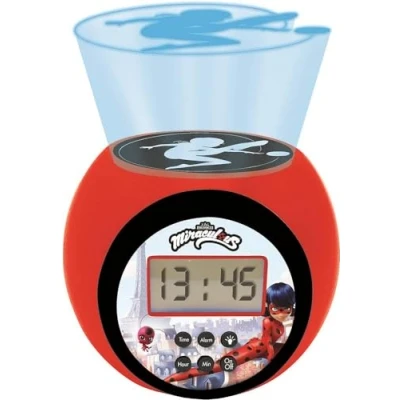 Abbildung von Lexibook, Miraculous Ladybug Cat Noir, Projector Wecker mit Schlummerfunktion und Weckfunktion, Nachtlicht Timer, LCD Bildschirm, Batteriebetrieb, Rot/Schwarz, RL977MI