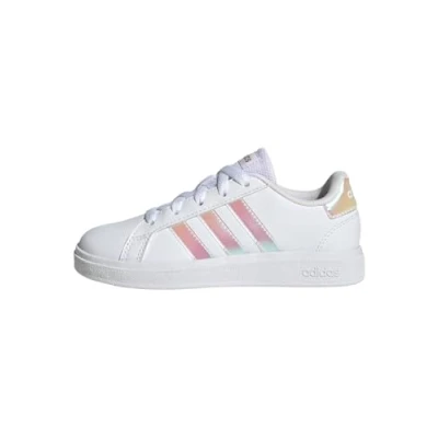 Abbildung von adidas Grand Court Lifestyle Lace Tennis Shoes Tennisschuhe, Cloud White/Iridescent/Cloud White, 35 EU