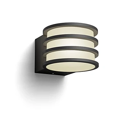 Abbildung von Philips Hue White Lucca Wandlleuchte für den Aussenbereich Anthrazit 806lm, dimmbar, warmweißes Licht, steuerbar via App, kompatibel mit Amazon Alexa (Echo, Echo Dot)