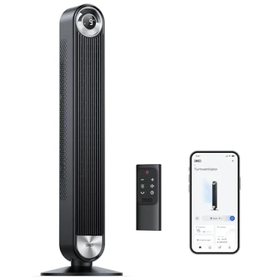 Abbildung von Dreo 25dB Smart Leiser Turmventilator mit Kühlung, 106cm WiFi Alexa Tower Fan, 90 oszillierender Ventilator, Fernbedienung 9 Geschwindigkeit 4 Modi 12 Std Timer Sprachsteuerung, Schwarz
