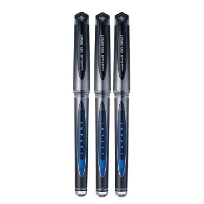 Abbildung von Uniball Uni Ball UM 153S Gel Tintenroller mit blauer Kappe, Kugelschreiber, breite Spitze, 1 mm 0,6 Strichstärke, Tinte, 3 Stück