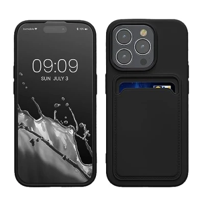Abbildung von kwmobile Handyhülle kompatibel mit iPhone 15 Pro Hülle Handy Cover Fach für Karten in Schwarz