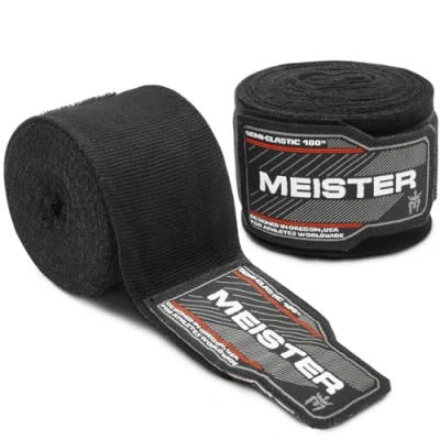 Abbildung von Meister Erwachsene 180 Zoll (457cm) Semi Elastische Handbandagen für MMA &amp; Boxen (Paar) Schwarz