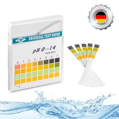 Abbildung von ECENCE pH Teststreifen 100 Stck, Lackmus Testpapier, Messbereich 0 14, Indikator Universalpapier, Säuretest für Aquarien, Trinkwasser