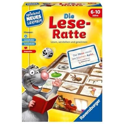 Abbildung von Ravensburger 24956 Die Lese Ratte Spielen und Lernen für Kinder, Lernspiel Kinder ab 6 10 Jahren, Spielend Neues 1 4 Spieler, tolles Weihnachtsgeschenk