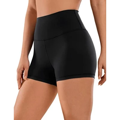 Abbildung von CRZ Yoga Naked Feeling Damen Radlerhose Blickdicht Hohe Taille Kurze Sporthose Sommer Shorts für Gym Sport 7cm Schwarz 38