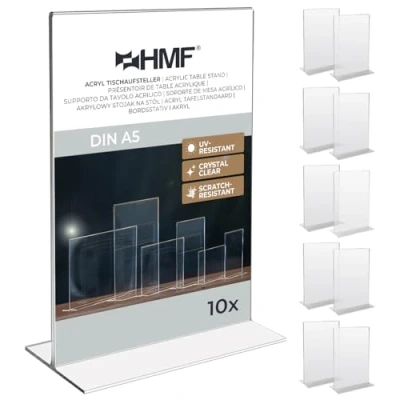 Abbildung von HMF 46921 Acryl Tischaufsteller gerade 10 Stück DIN A5 Hochformat Glasklar