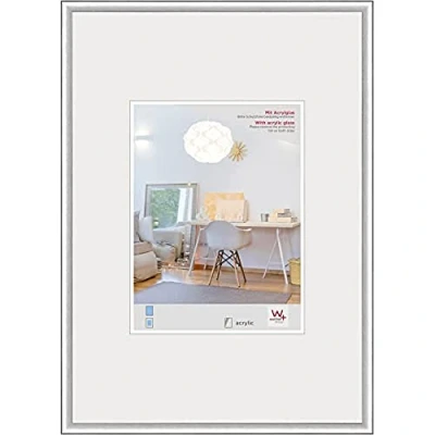 Abbildung von walther design Bilderrahmen silber 50 x 70 cm mit Kunstglas, New Lifestyle Kunststoffrahmen KVX070S