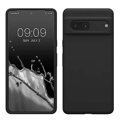 Abbildung von kwmobile Hülle kompatibel mit Google Pixel 7 Silikon Handy Case Handyhülle weiche Oberfläche kabelloses Laden Schwarz matt