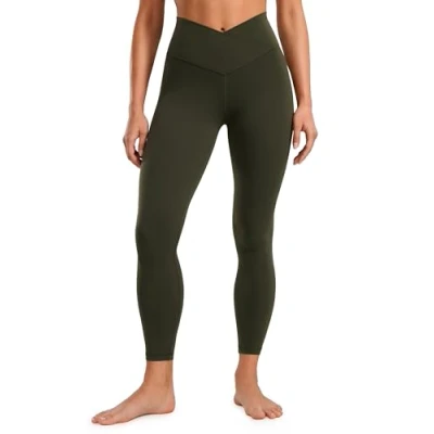 Abbildung von CRZ Yoga Damen Butterluxe Cross Waist Workout Leggings V High Waisted Bauchkontrolle Gym 64cm Olivgrun 38