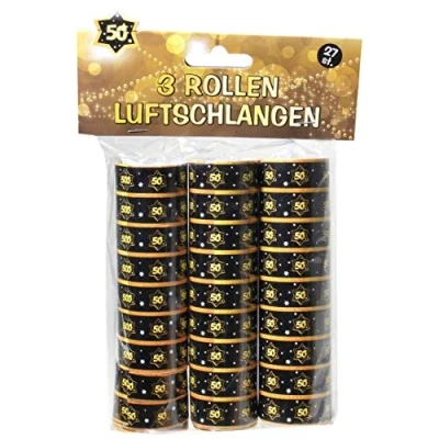 Abbildung von Udo Schmidt 13006 Luftschlangen 3 Rollen je 9 Stk. schwarz / gold Zahl: 50
