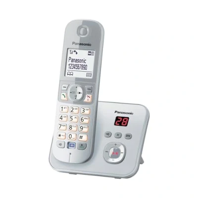 Abbildung von Panasonic KX TG6821GS DECT Schnurlostelefon mit Anrufbeantworter (strahlungsarm, Eco Modus, GAP Telefon, Festnetz, Anrufsperre) perl silber
