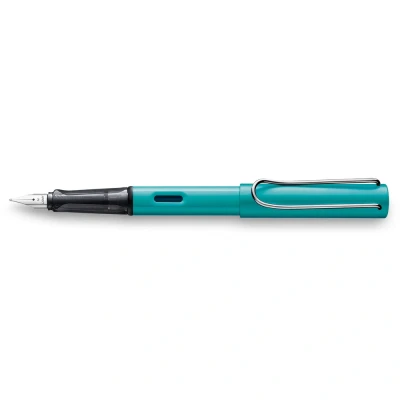 Abbildung von Lamy AL star turmaline Füller Füllhalter mit ergonomischem Griff &amp; polierter Linkshänder Stahlfeder (LH) in Strichbreite M leichtes Aluminiumgehäuse inkl. Tintenpatrone T 10 blau