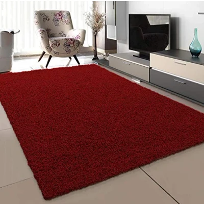 Abbildung von SANAT Teppich Wohnzimmer Rot Hochflor Langflor Teppiche Modern, Größe: 80x150 cm
