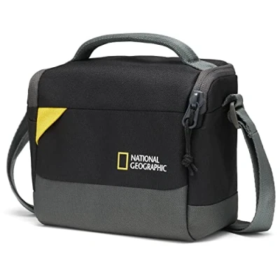 Abbildung von National Geographic Schultertasche Klein, Kameratasche für DSLR und Spiegellose Kameras mit Objektiv Zubehör, Kabel, Verstellbarer Tragegurt, Ultraleicht, NG E1 2360, Schwarz [Amazon Exklusiv]