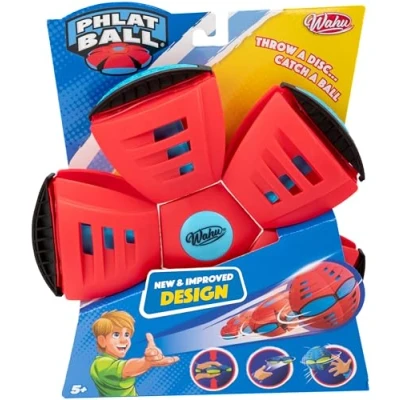 Abbildung von Wahu Phlat Ball Classic Rot, Transformierbare Wurfscheibe, Outdoor Spiele für Kinder ab 5 Jahren, Innovative Kugel 15,7 cm, Frisbee 22,9 Spiel 2 Spieler und mehr