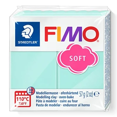 Abbildung von STAEDTLER ofenhärtende Modelliermasse FIMO soft, minze, weich und geschmeidig, speziell für Einsteiger Hobbykünstler, Normalblock 57g, 8020 405