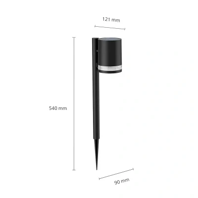 Abbildung von PHILIPS Outdoor Solar Fyce Sockelleuchte Spiess 1,5W, Tageslichtsensor, 2700 Kelvin, IP44 wetterfest, schwarz