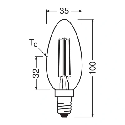 Abbildung von Osram Hocheffiziente LED Lampen mit Energieeffizienz Klasse A, Vorteilspack 3 Leuchtmittel, ersetzt herkömmliche 40W Glühbirnen, Kerzenform, warmweiß(2700K), E14, Filament Glas