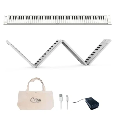 Abbildung von Blackstar Zusammenklappbares, Tragbares Klavier von 88 Tasten mit eingebautem USB Akku und MIDI über 128 Klänge Klaviertastatur 1,6kg, 33cm, BA203010