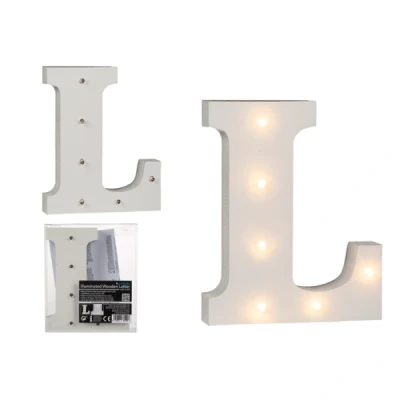 Abbildung von Beleuchteter Holz Buchstabe L, mit 6 LED, ca. 16 cm