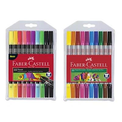 Abbildung von Faber Castell Filzstifte mit Doppelspitze (Standard + Neon, 2 x 10er Etuis)